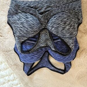 Set of Two Gray and Blue Sports Bras
